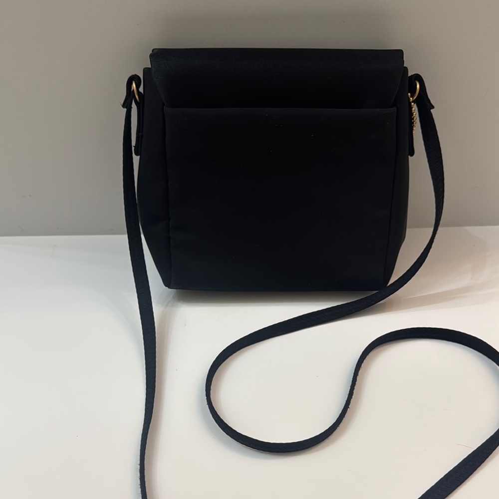 Liz Claiborne Elegant Black Crossbody Bag. Gold colored accents. Skinny strap. - Picture 7 of 9